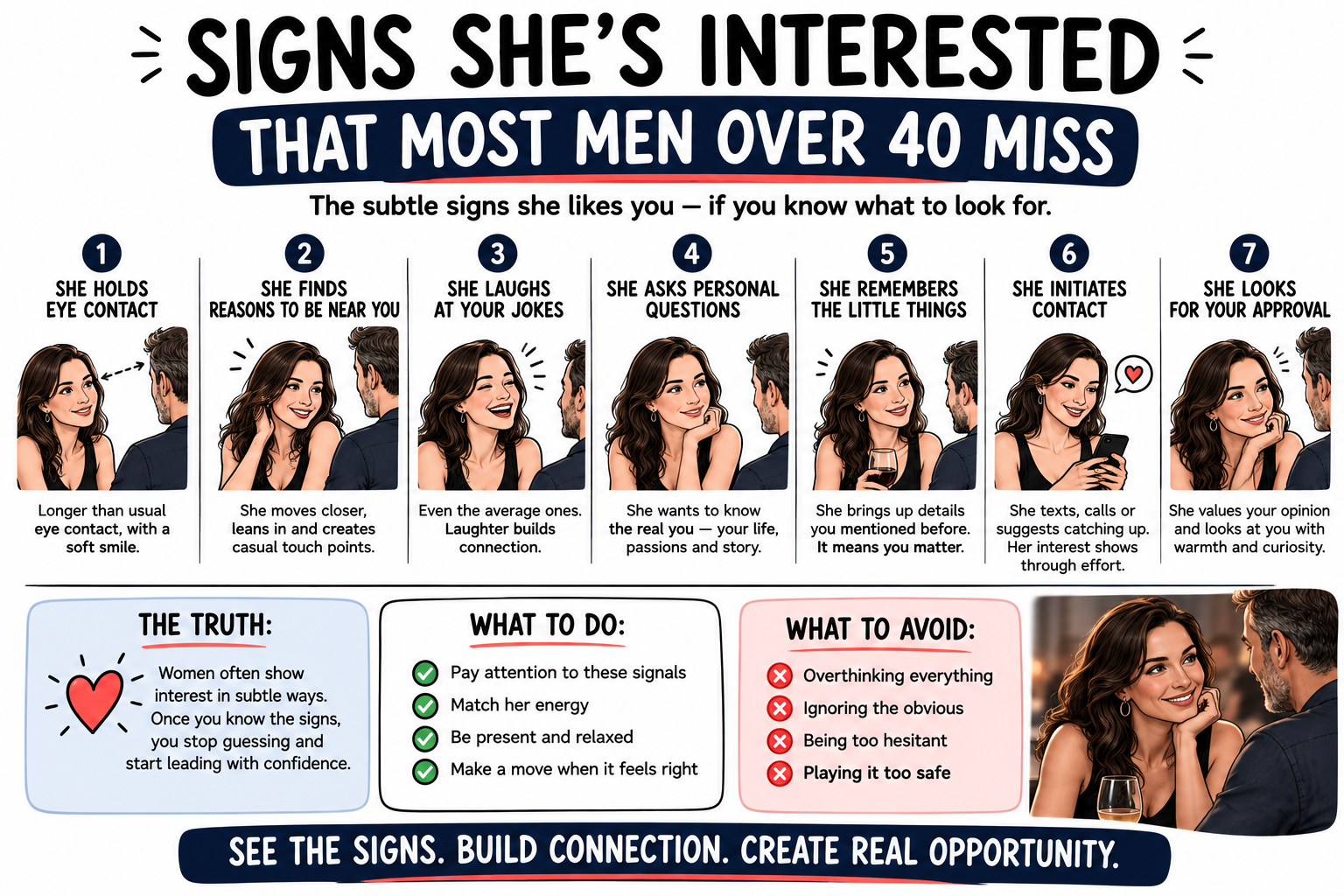 Signs She's Interested That Most Men Over 40 Miss